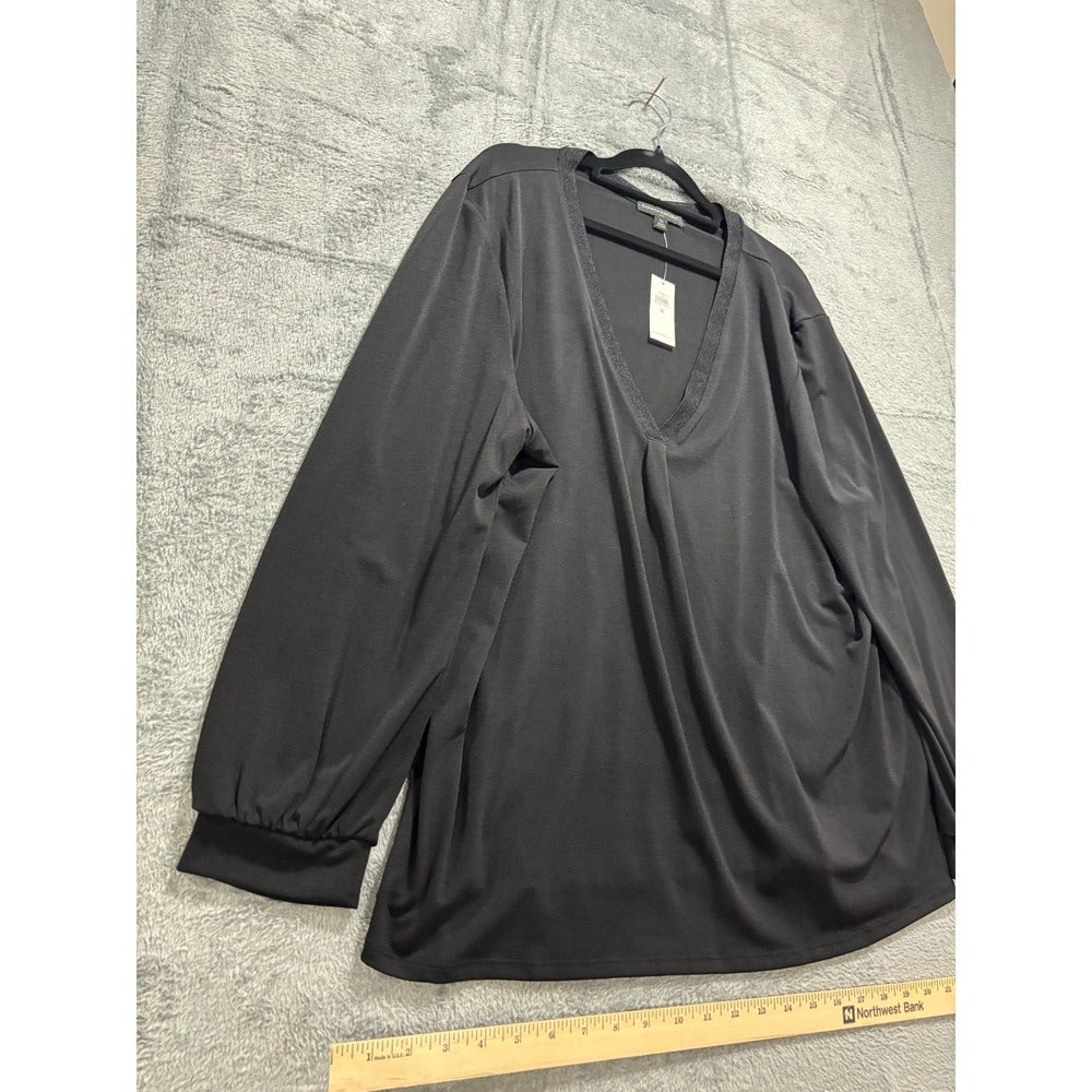 Banana Republic XL Black Womens V-Neck Long Sleeve Blouse Casual Minimalist