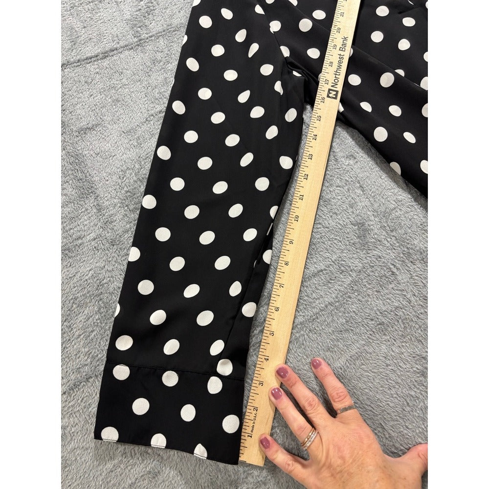Banana Republic XL Womens Black Polka Dot V-Neck Blouse Long Sleeve Casual VTG