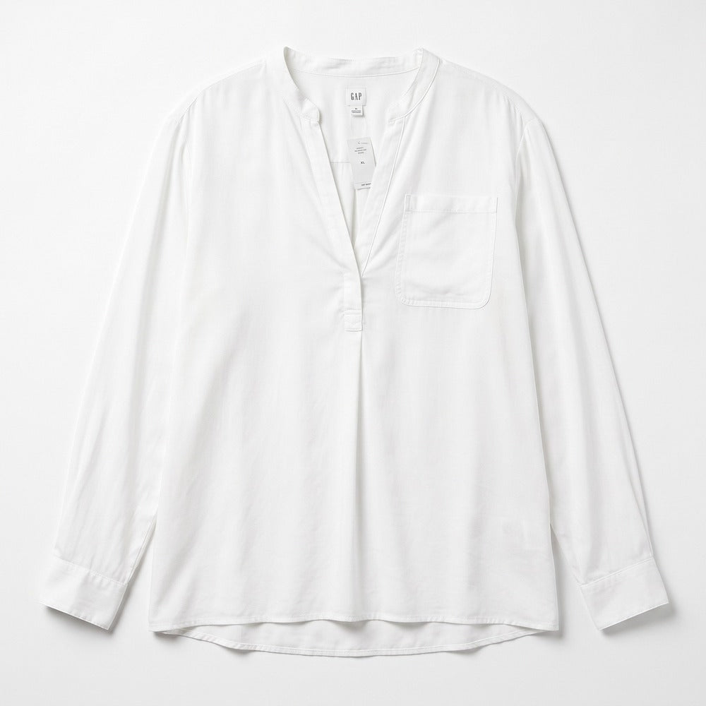 GAP XXL White Womens Lyocell V-Neck Pocket Blouse Top Casual Boho
