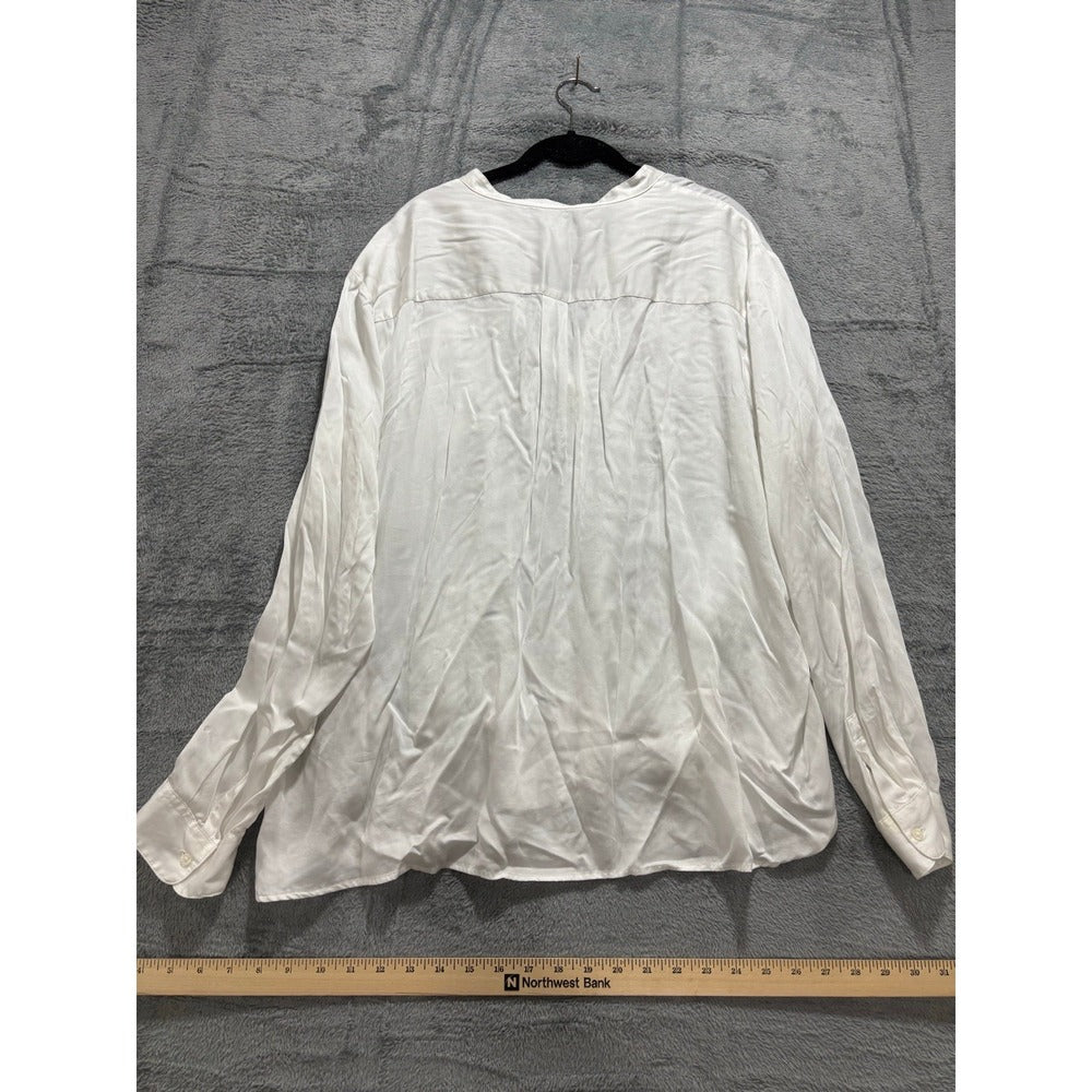 GAP XXL White Womens Lyocell V-Neck Pocket Blouse Top Casual Boho