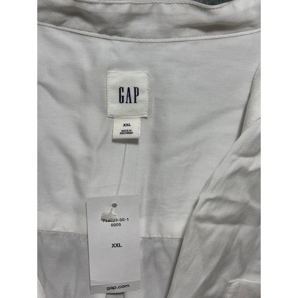 GAP XXL White Womens Lyocell V-Neck Pocket Blouse Top Casual Boho