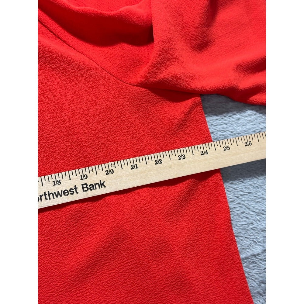 Vince Camuto XL Womens Red Bell Sleeve Blouse Boho Casual Textured Crepe Top