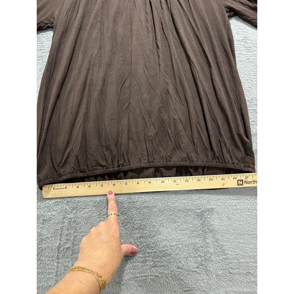 Michael Kors L Brown Womens Blouse Top Pleated Casual Boho