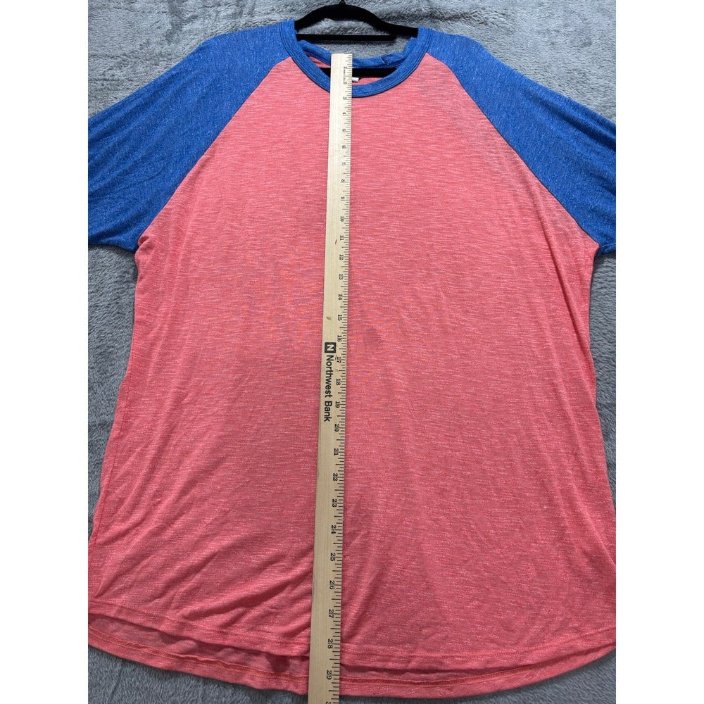 LuLaRoe 3XL Womens Pink Blue Raglan Baseball Tee Casual Athleisure Shirt