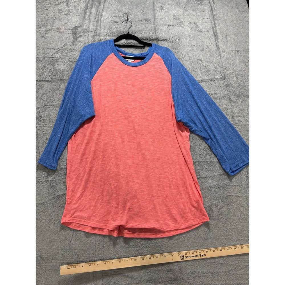 LuLaRoe 3XL Womens Pink Blue Raglan Baseball Tee Casual Athleisure Shirt