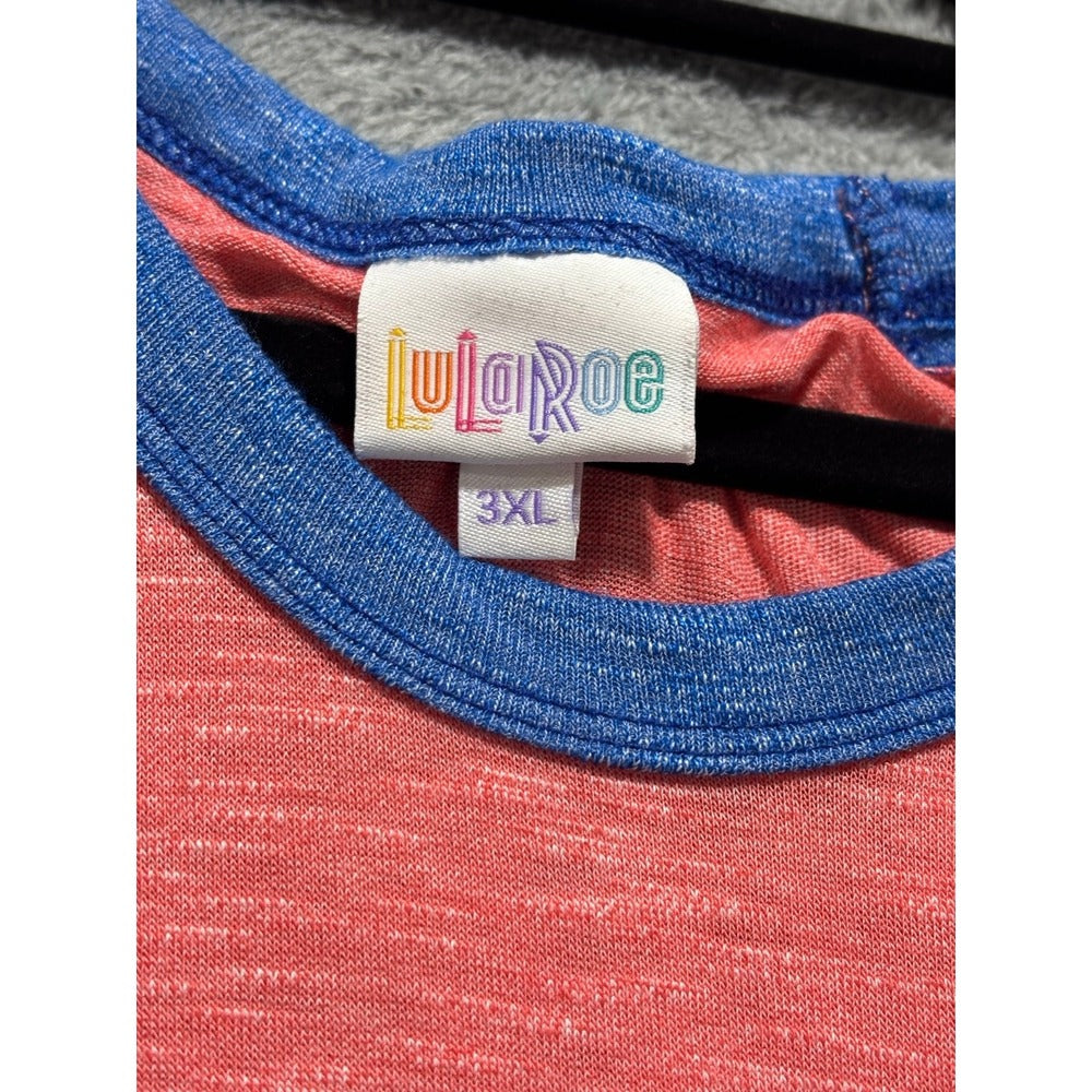 LuLaRoe 3XL Womens Pink Blue Raglan Baseball Tee Casual Athleisure Shirt