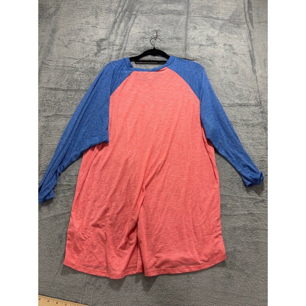 LuLaRoe 3XL Womens Pink Blue Raglan Baseball Tee Casual Athleisure Shirt