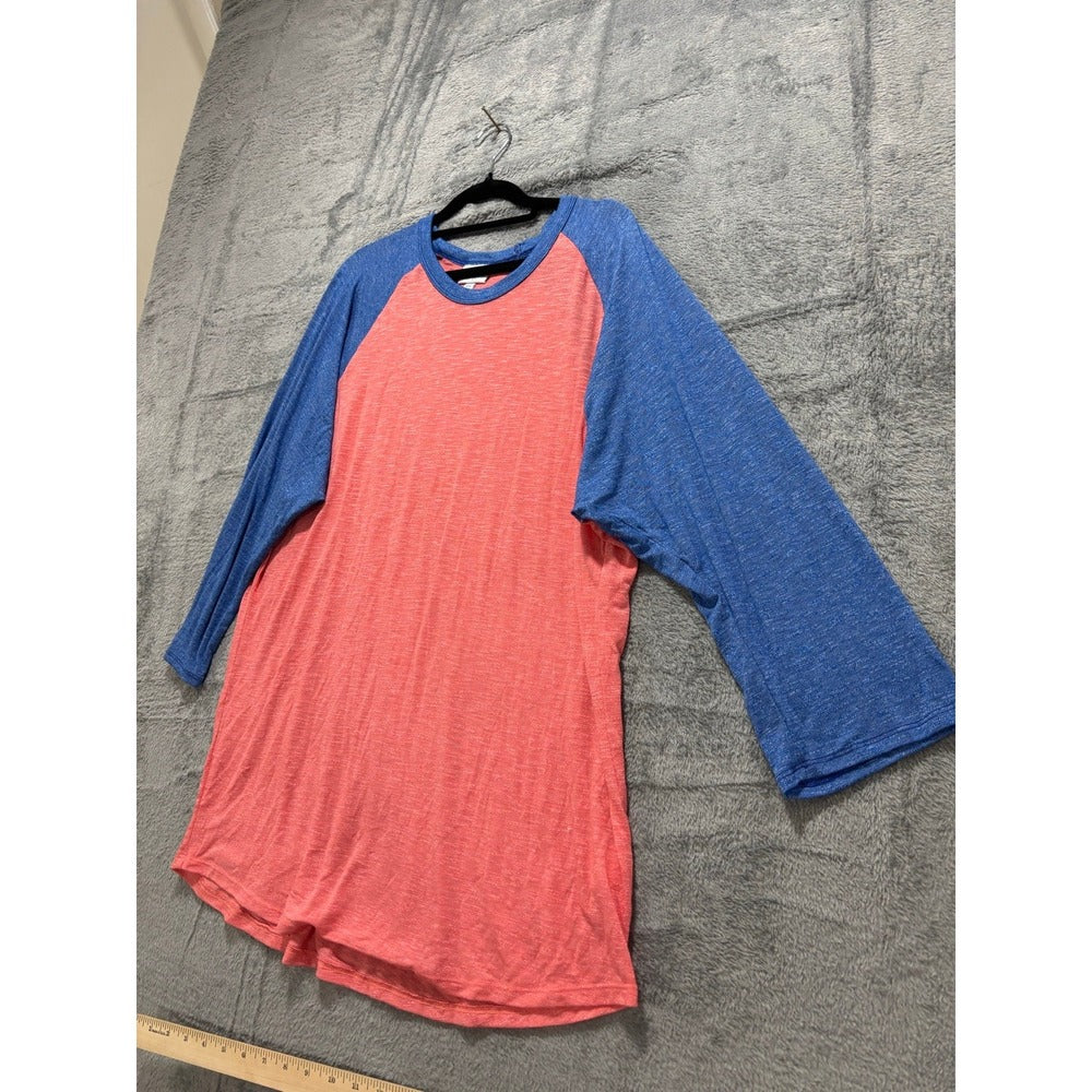 LuLaRoe 3XL Womens Pink Blue Raglan Baseball Tee Casual Athleisure Shirt