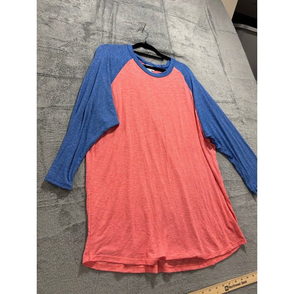 LuLaRoe 3XL Womens Pink Blue Raglan Baseball Tee Casual Athleisure Shirt