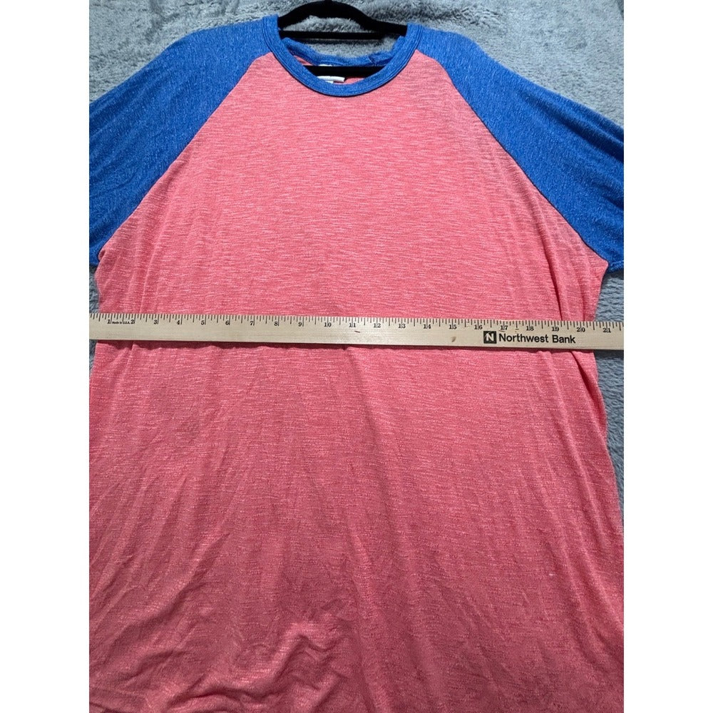 LuLaRoe 3XL Womens Pink Blue Raglan Baseball Tee Casual Athleisure Shirt