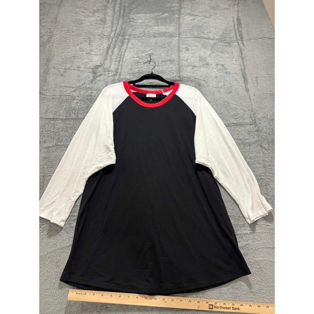 LuLaRoe 3XL Womens Black White Red Randy Baseball Tee Casual Athleisure Shirt