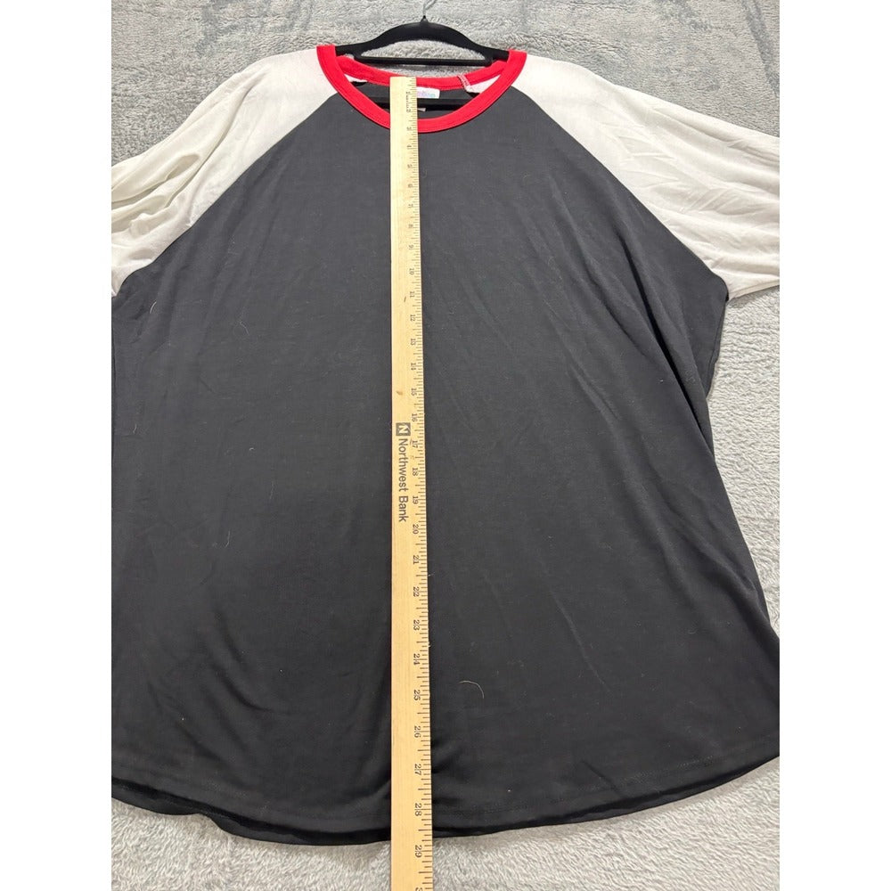 LuLaRoe 3XL Womens Black White Red Randy Baseball Tee Casual Athleisure Shirt