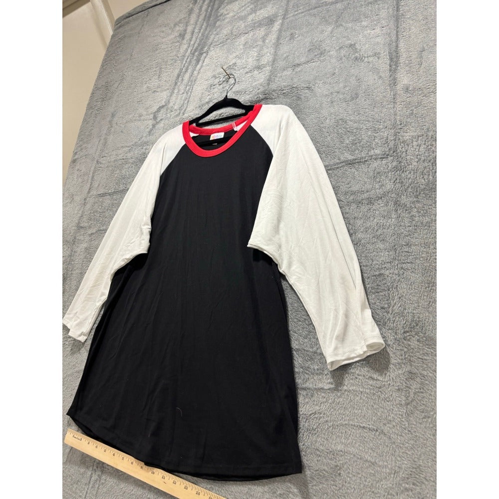 LuLaRoe 3XL Womens Black White Red Randy Baseball Tee Casual Athleisure Shirt