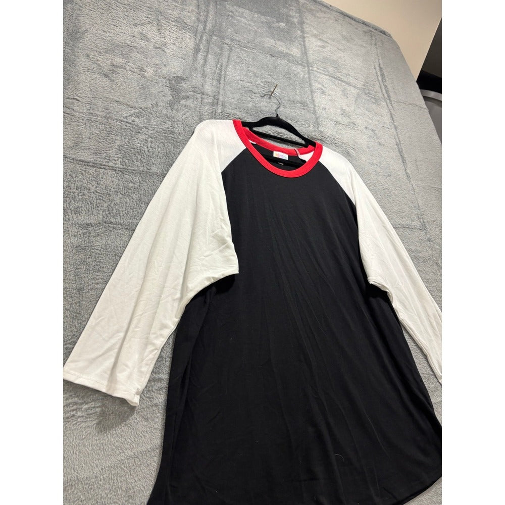 LuLaRoe 3XL Womens Black White Red Randy Baseball Tee Casual Athleisure Shirt