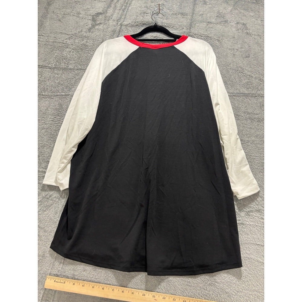 LuLaRoe 3XL Womens Black White Red Randy Baseball Tee Casual Athleisure Shirt