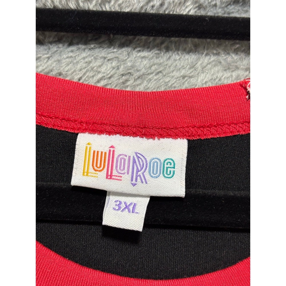 LuLaRoe 3XL Womens Black White Red Randy Baseball Tee Casual Athleisure Shirt