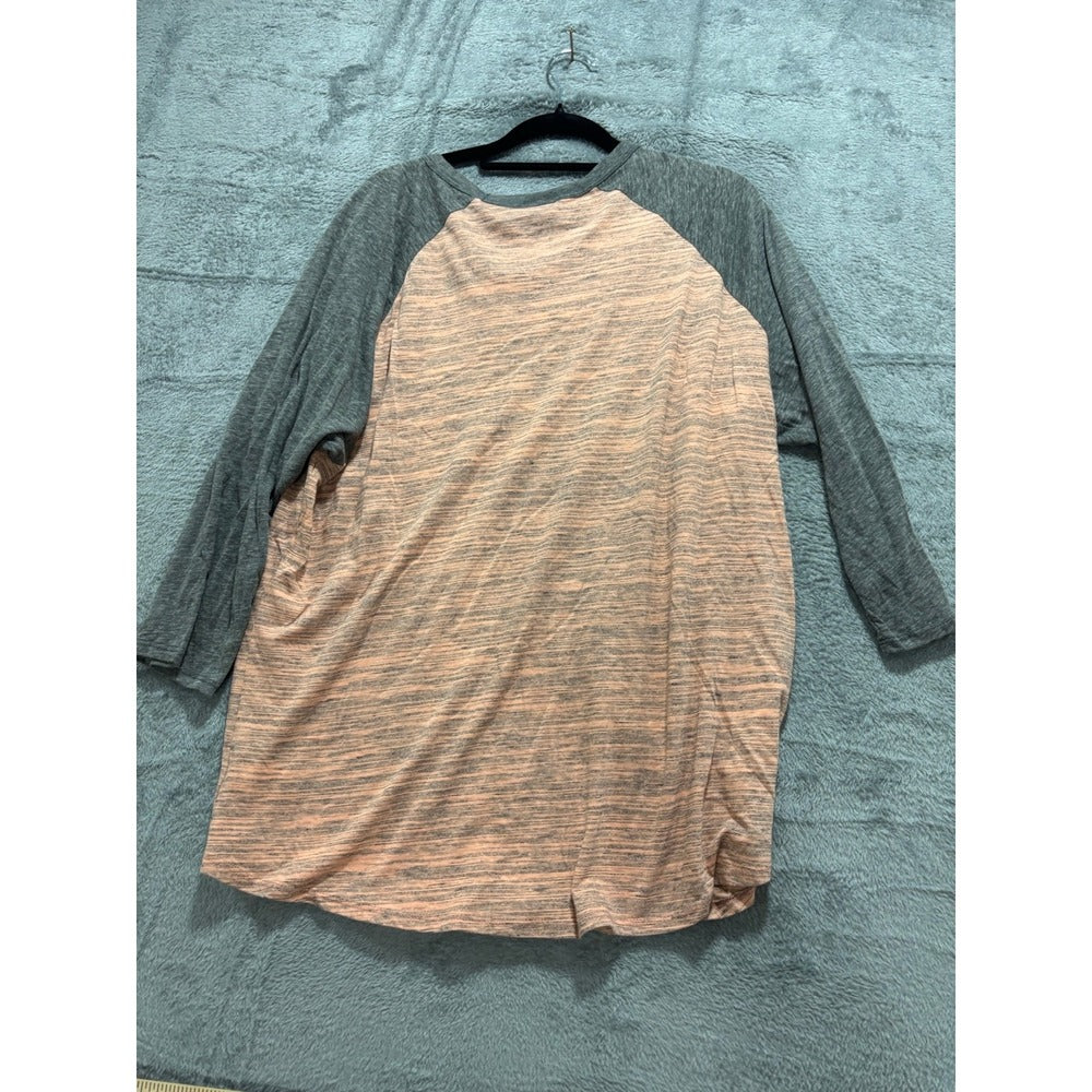 LuLaRoe 3XL Peach Gray Randy Raglan Tee Womens Casual Cozy Shirt