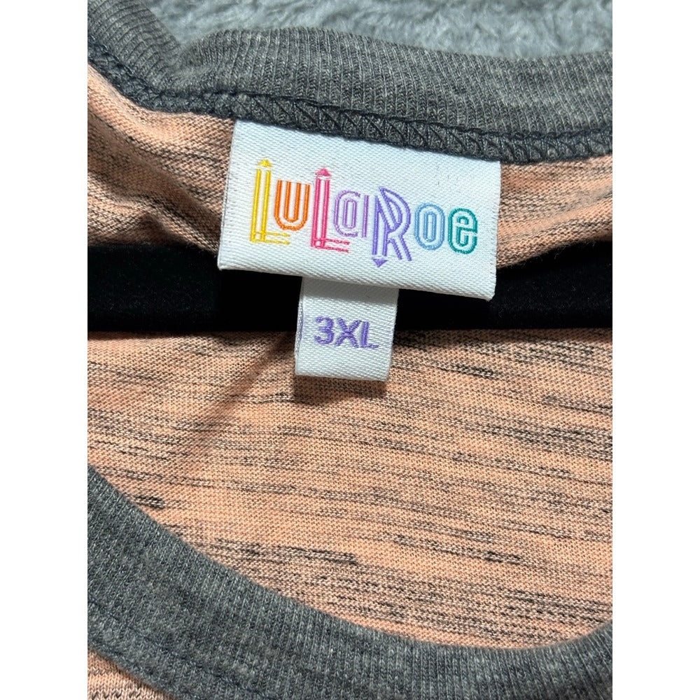 LuLaRoe 3XL Peach Gray Randy Raglan Tee Womens Casual Cozy Shirt