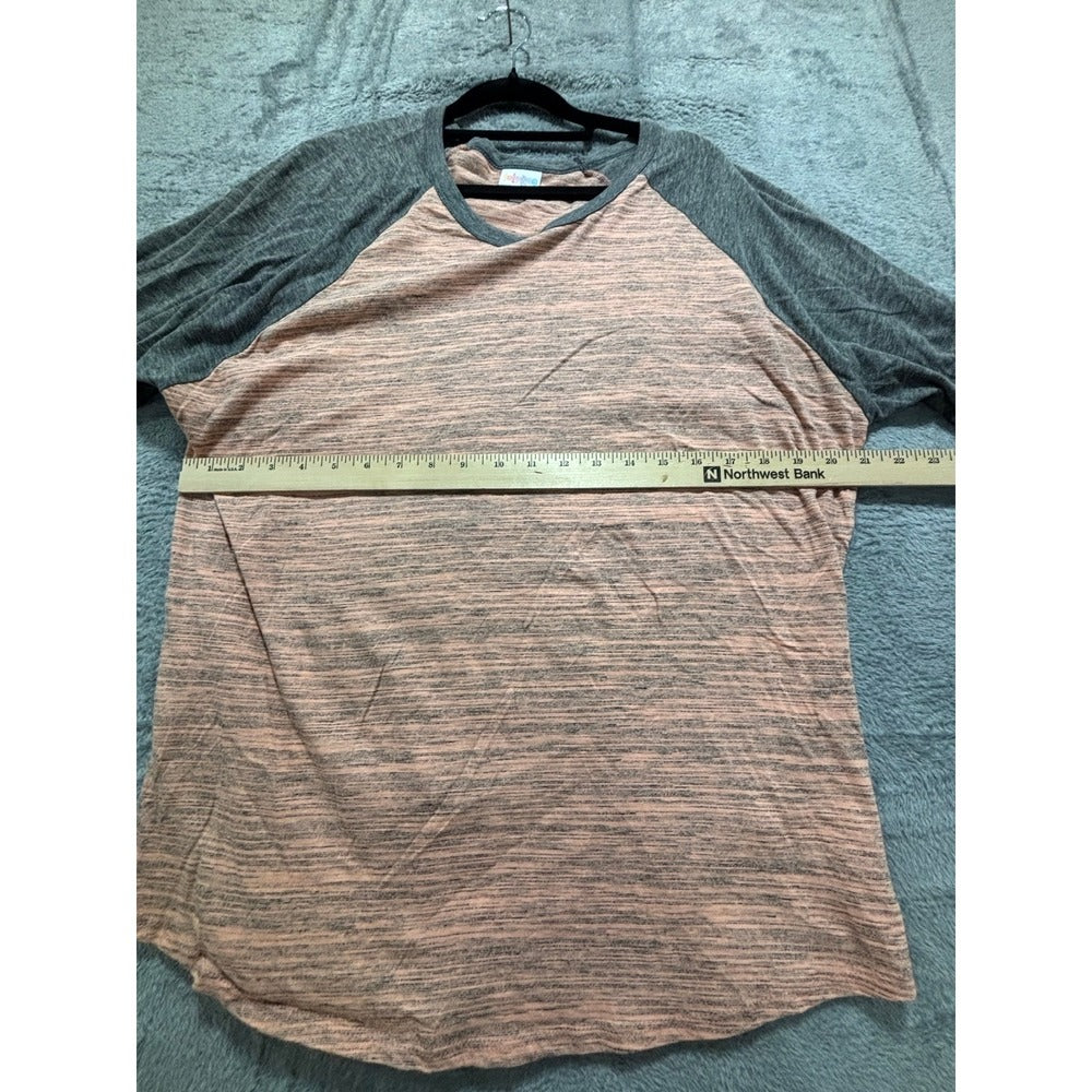 LuLaRoe 3XL Peach Gray Randy Raglan Tee Womens Casual Cozy Shirt