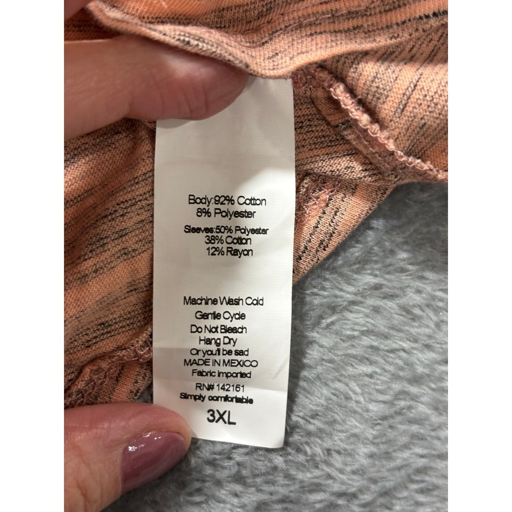 LuLaRoe 3XL Peach Gray Randy Raglan Tee Womens Casual Cozy Shirt