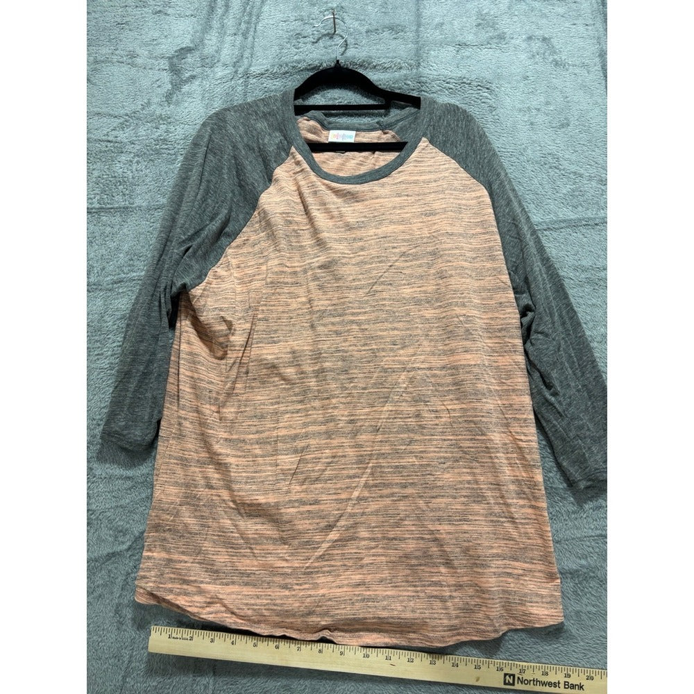 LuLaRoe 3XL Peach Gray Randy Raglan Tee Womens Casual Cozy Shirt