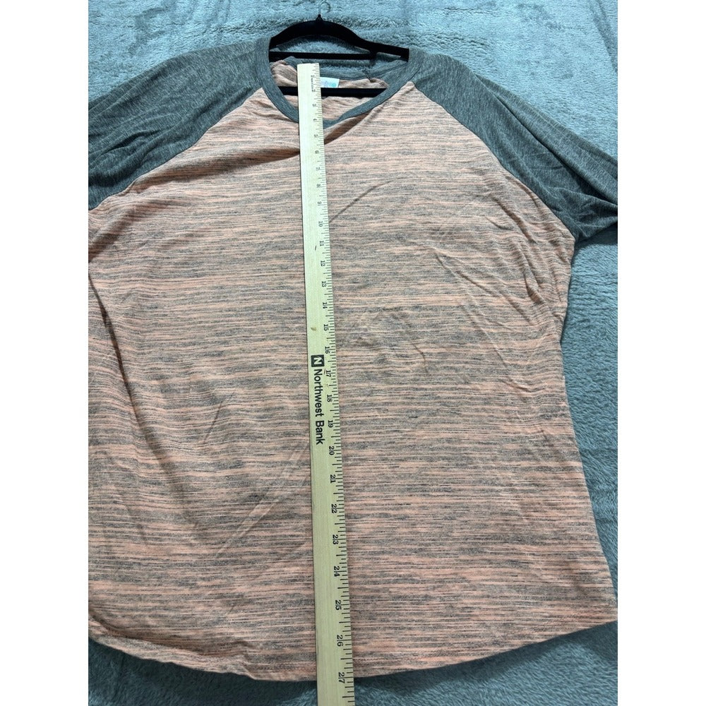 LuLaRoe 3XL Peach Gray Randy Raglan Tee Womens Casual Cozy Shirt