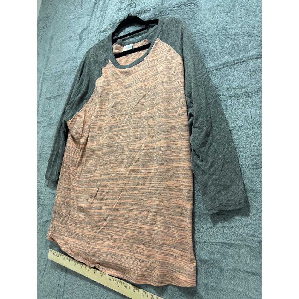 LuLaRoe 3XL Peach Gray Randy Raglan Tee Womens Casual Cozy Shirt