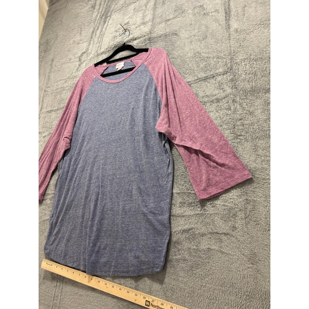 LuLaRoe 3XL Blue Pink Randy Baseball Tee Womens Casual Cozy Athleisure Shirt