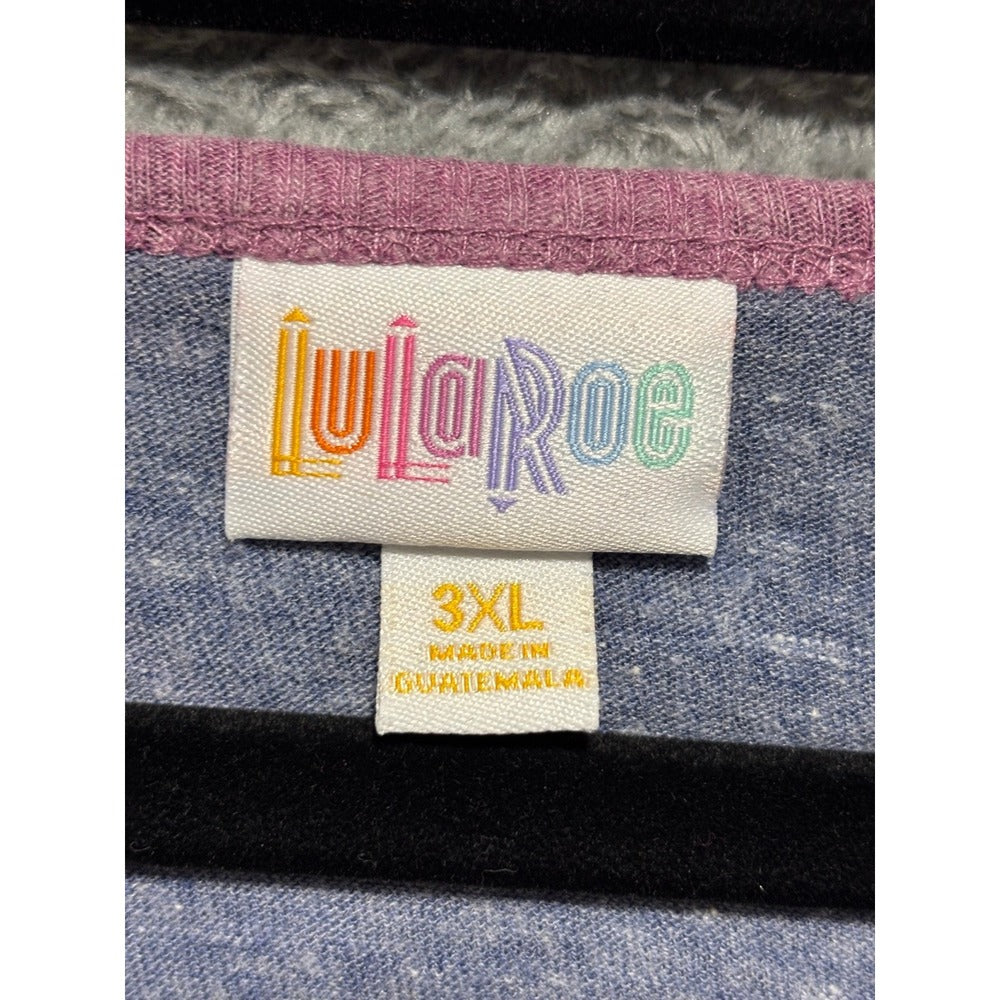 LuLaRoe 3XL Blue Pink Randy Baseball Tee Womens Casual Cozy Athleisure Shirt
