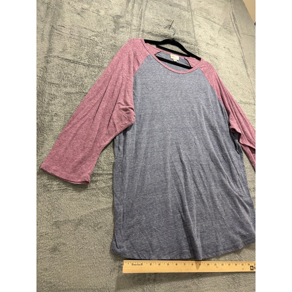 LuLaRoe 3XL Blue Pink Randy Baseball Tee Womens Casual Cozy Athleisure Shirt