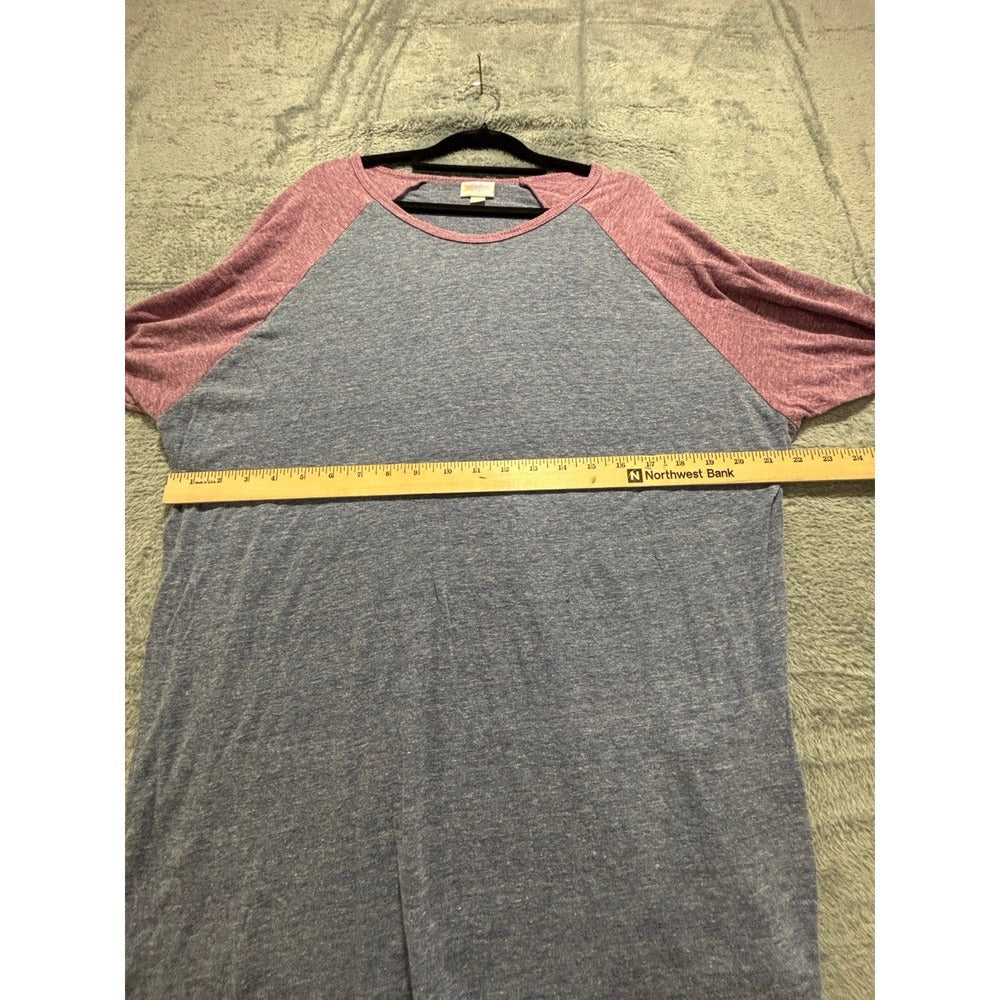 LuLaRoe 3XL Blue Pink Randy Baseball Tee Womens Casual Cozy Athleisure Shirt