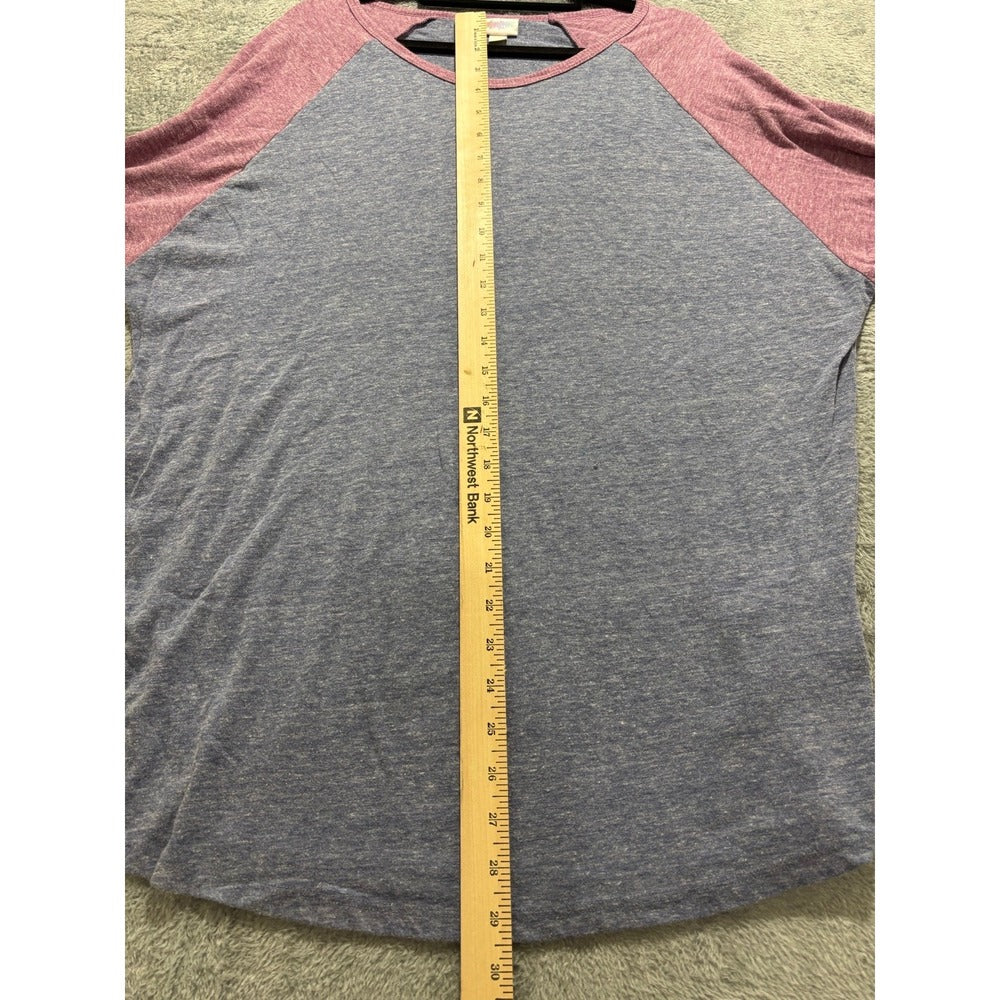 LuLaRoe 3XL Blue Pink Randy Baseball Tee Womens Casual Cozy Athleisure Shirt