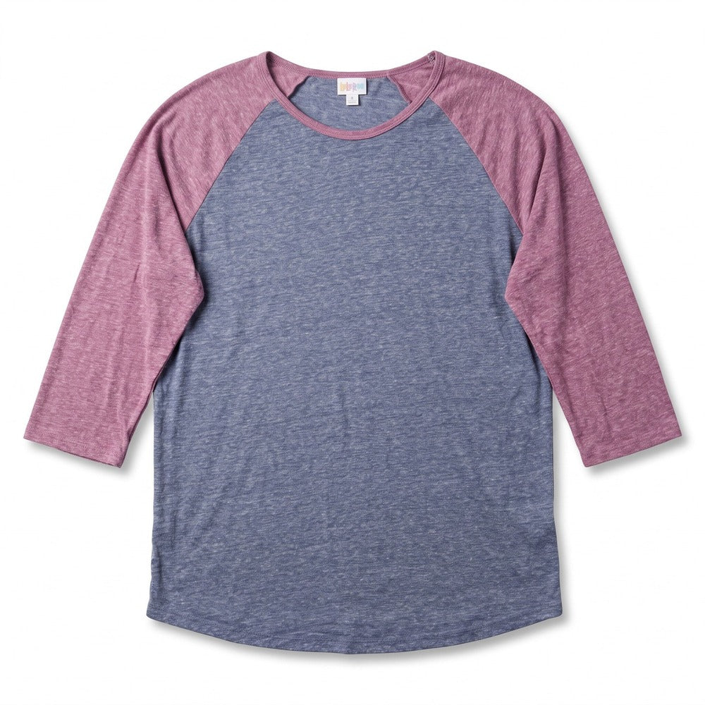 LuLaRoe 3XL Blue Pink Randy Baseball Tee Womens Casual Cozy Athleisure Shirt