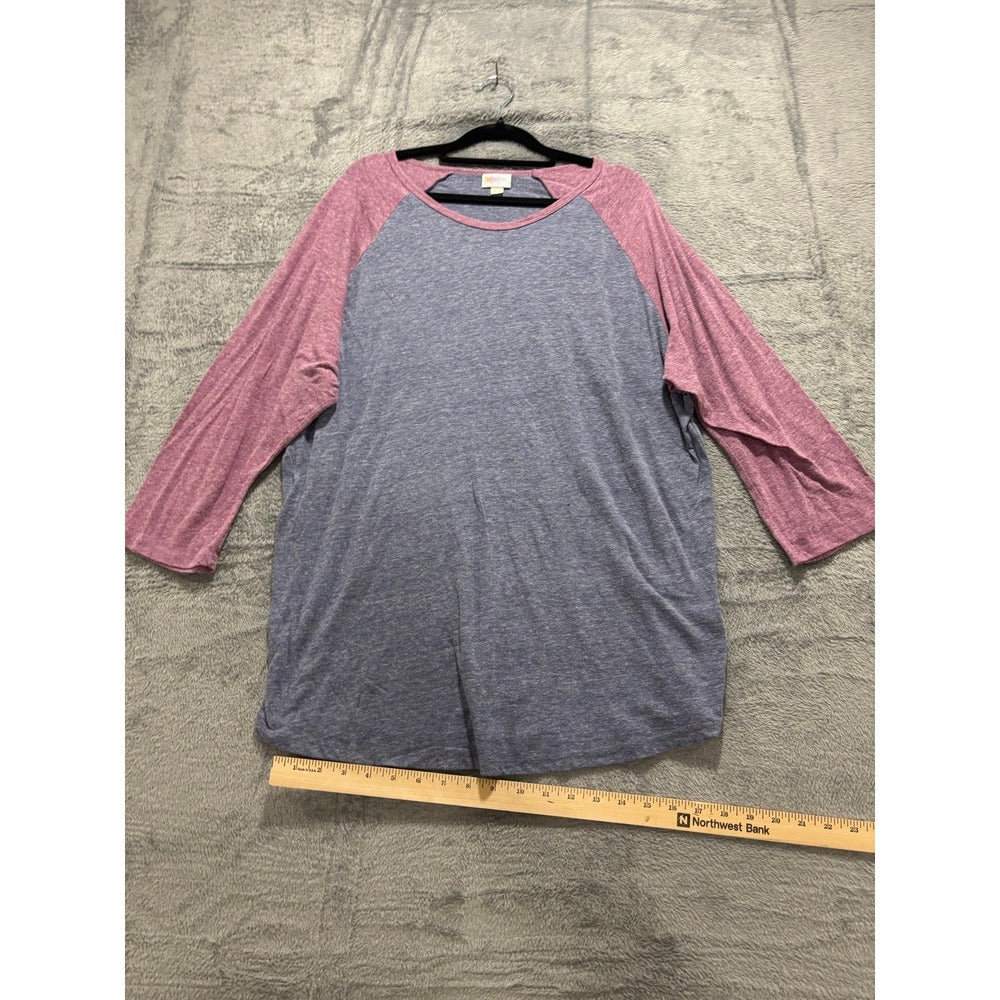 LuLaRoe 3XL Blue Pink Randy Baseball Tee Womens Casual Cozy Athleisure Shirt