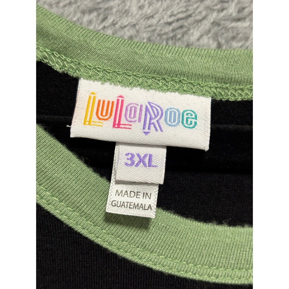 LuLaRoe 3XL Womens Black Green Raglan Baseball Tee Shirt Casual Athleisure