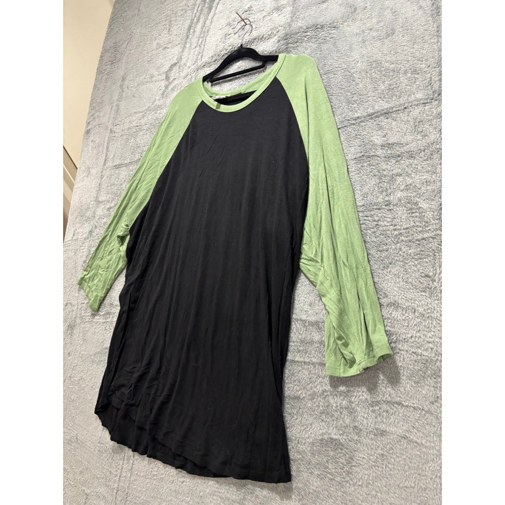 LuLaRoe 3XL Womens Black Green Raglan Baseball Tee Shirt Casual Athleisure