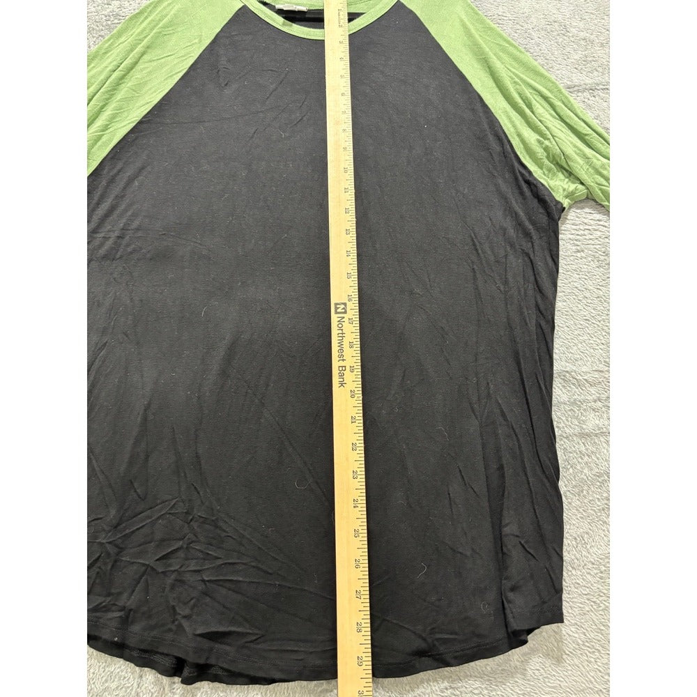 LuLaRoe 3XL Womens Black Green Raglan Baseball Tee Shirt Casual Athleisure