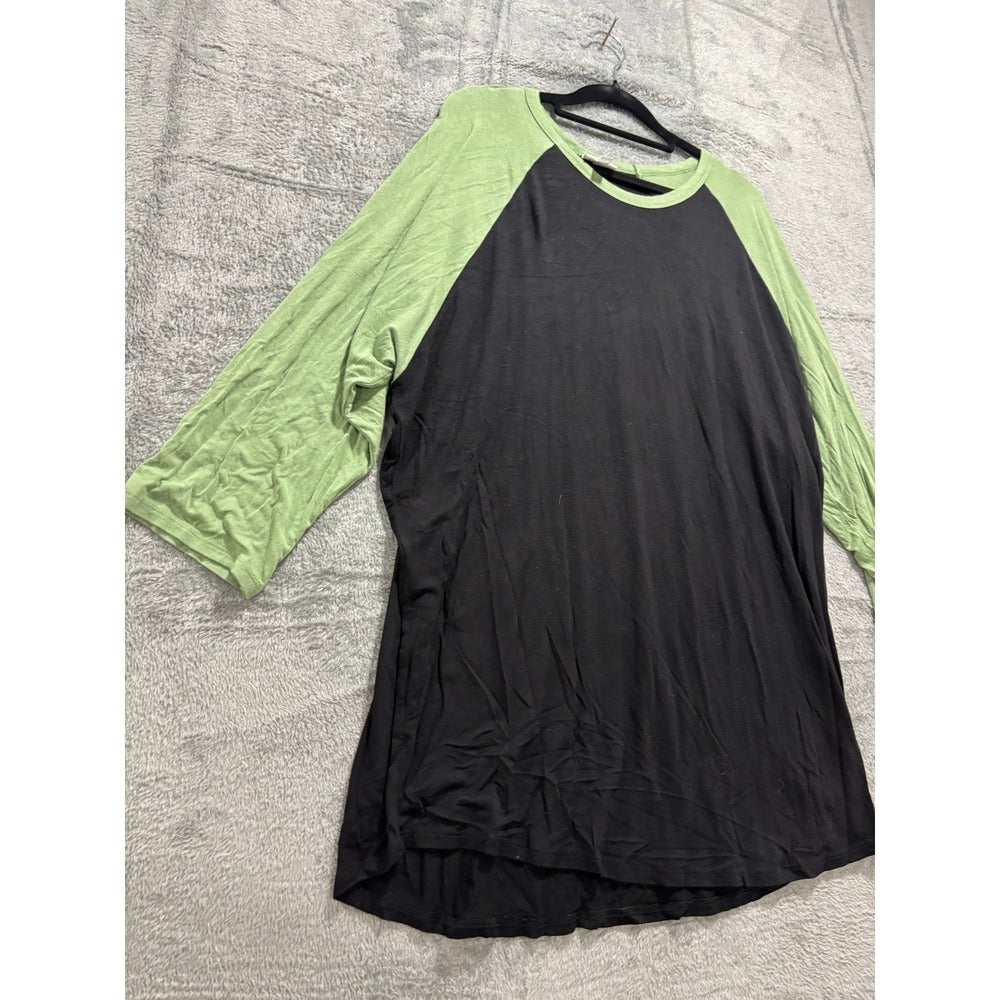 LuLaRoe 3XL Womens Black Green Raglan Baseball Tee Shirt Casual Athleisure