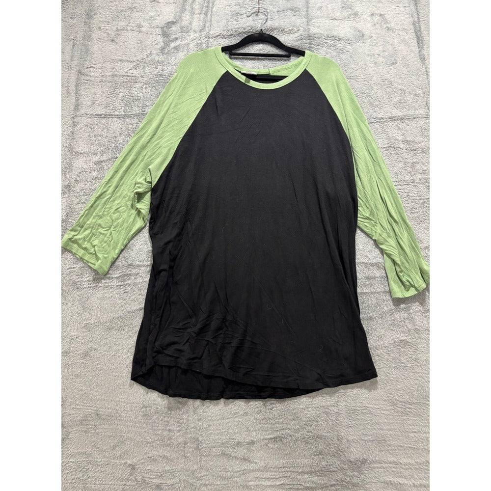 LuLaRoe 3XL Womens Black Green Raglan Baseball Tee Shirt Casual Athleisure