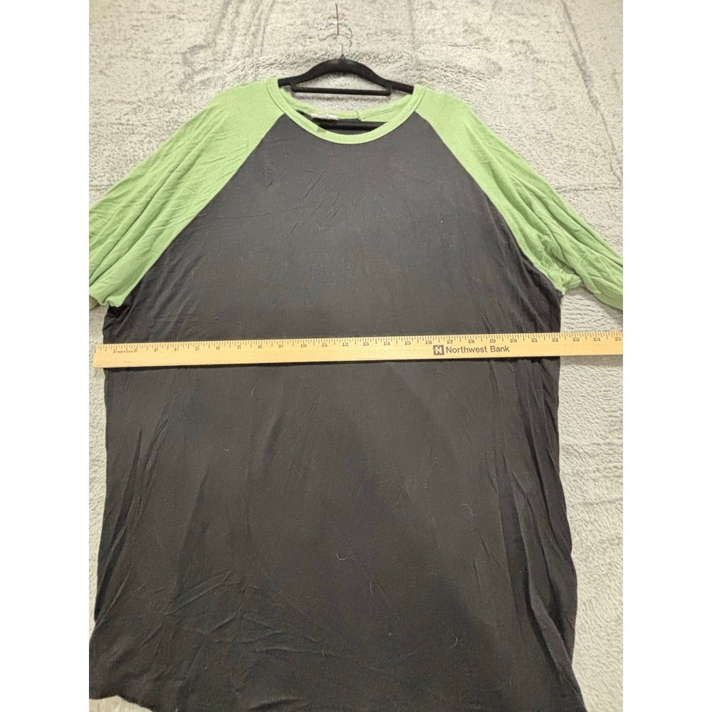 LuLaRoe 3XL Womens Black Green Raglan Baseball Tee Shirt Casual Athleisure