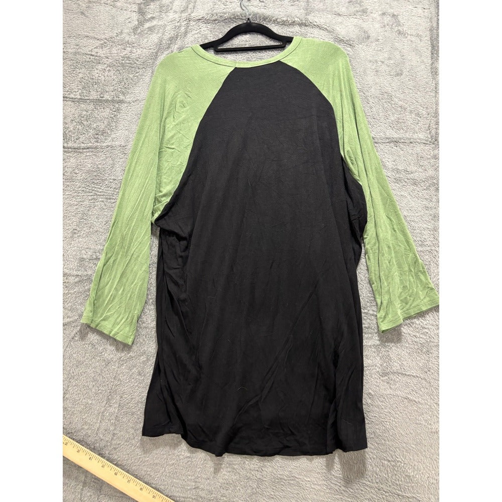 LuLaRoe 3XL Womens Black Green Raglan Baseball Tee Shirt Casual Athleisure
