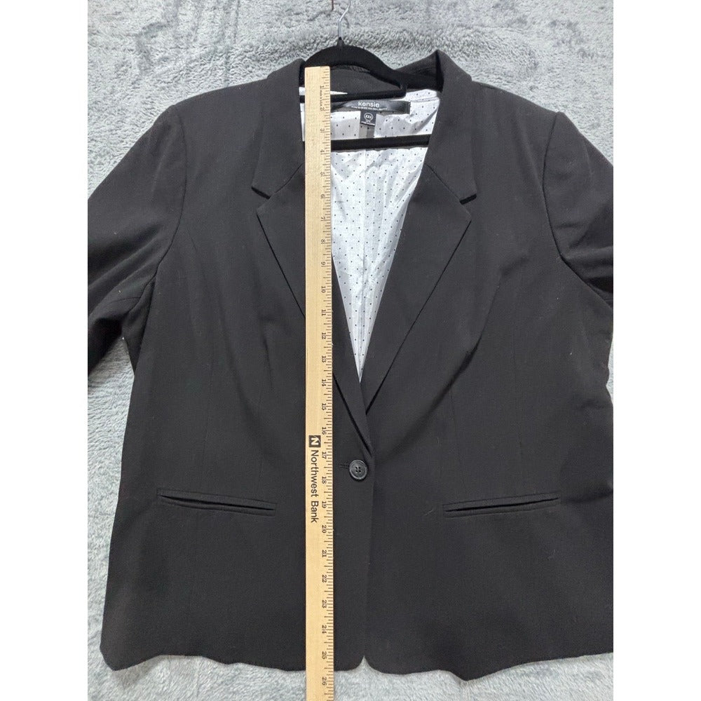 Kensie XXL Black Womens Blazer Jacket Professional Casual Plus Size