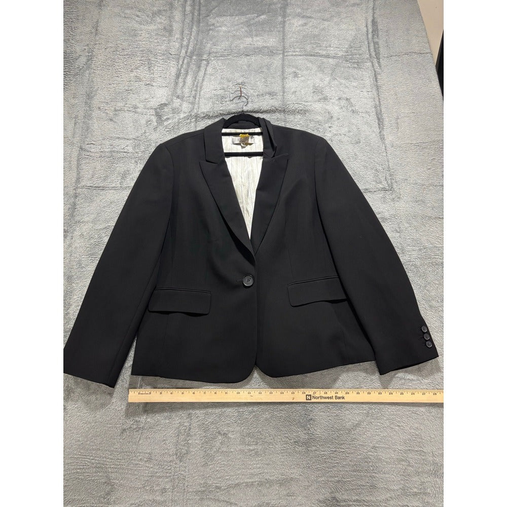 Kasper 18 Black Womens Blazer Jacket Preppy Casual Business Professional