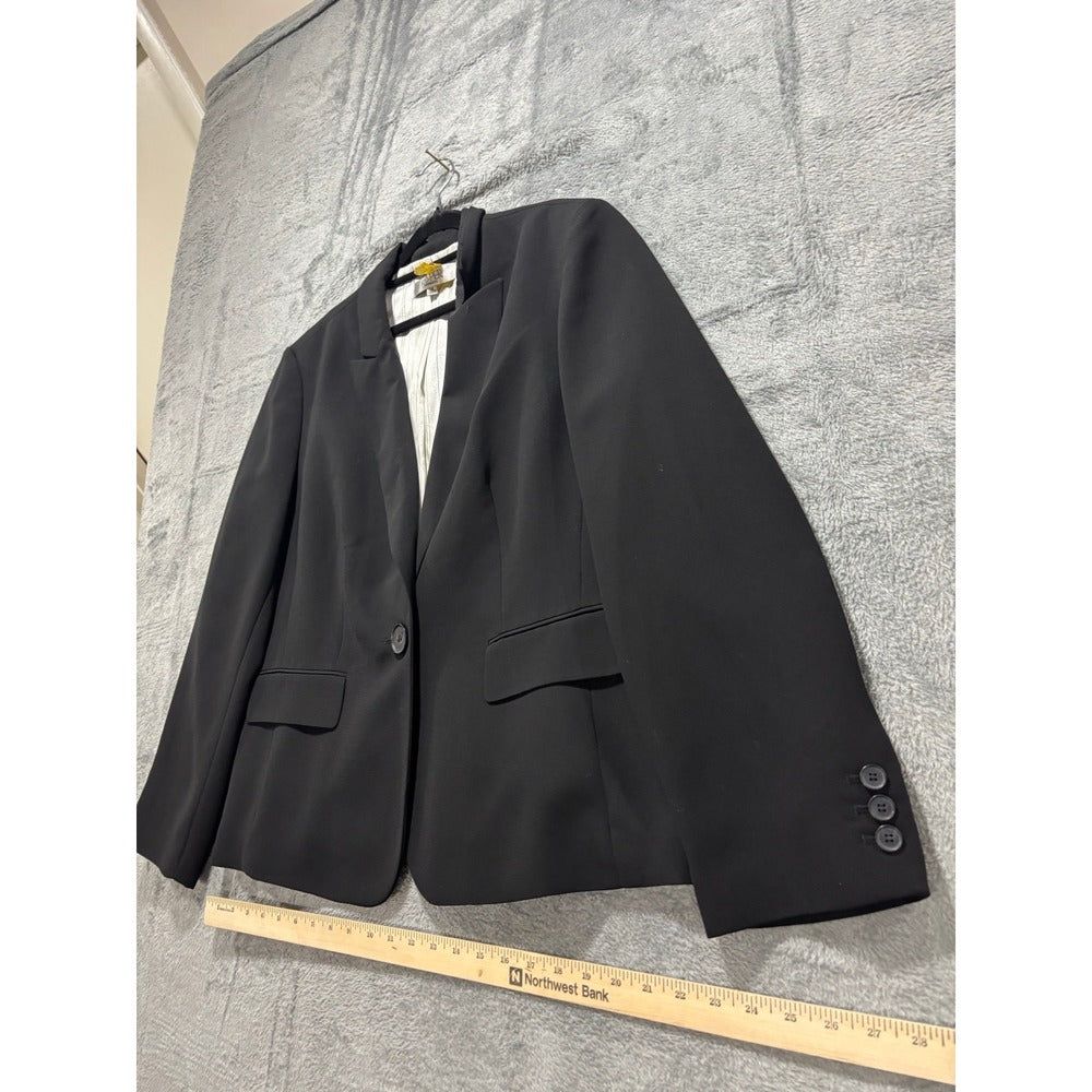 Kasper 18 Black Womens Blazer Jacket Preppy Casual Business Professional
