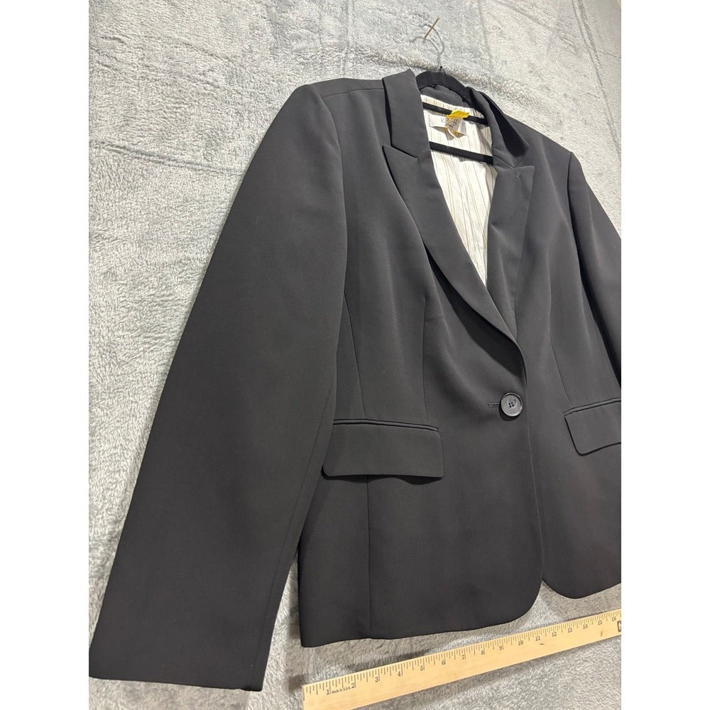 Kasper 18 Black Womens Blazer Jacket Preppy Casual Business Professional