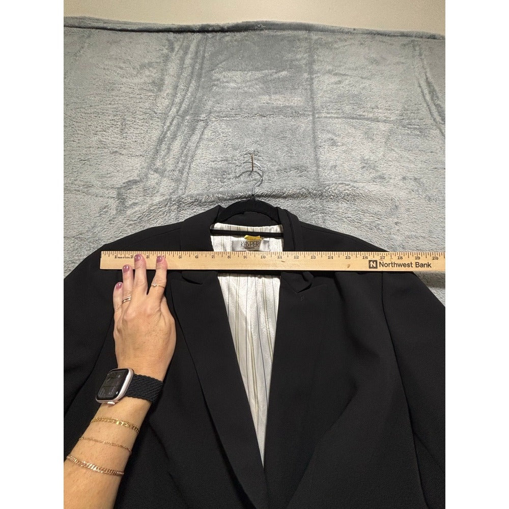 Kasper 18 Black Womens Blazer Jacket Preppy Casual Business Professional