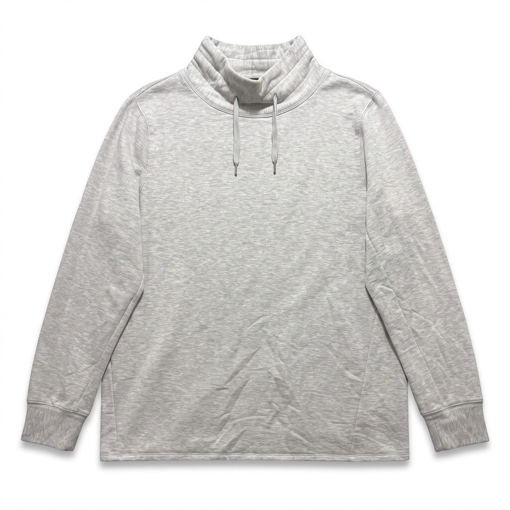 Quince L Heather Gray Womens Funnel Neck Sweatshirt Athleisure Cozy Casual