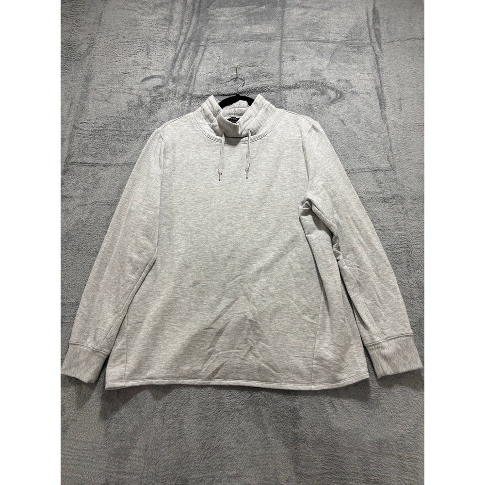 Quince L Heather Gray Womens Funnel Neck Sweatshirt Athleisure Cozy Casual