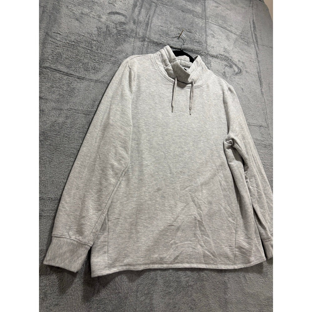 Quince L Heather Gray Womens Funnel Neck Sweatshirt Athleisure Cozy Casual