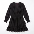 Vince Camuto 2X Black Womens Ruffle Faux Wrap Dress Casual Boho Smocked Waist